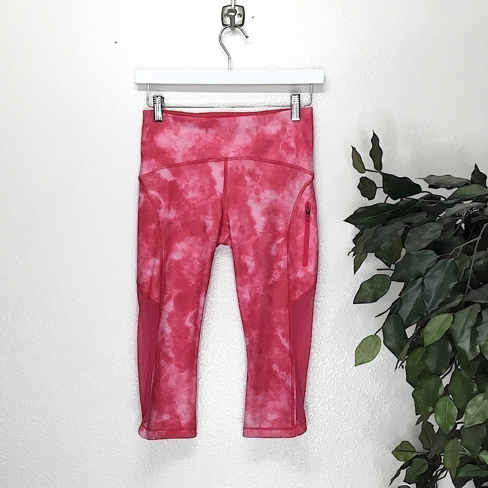 Lululemon Pink Tie Dye Cropped Workout Leggings